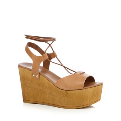 Faith Tan 'Danny' lace-up wedge shoes